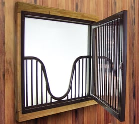 Hinged window with integrated grill guard (yoke which is part of the window frame) p. 44 (F)