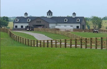 barn with rolling hills property